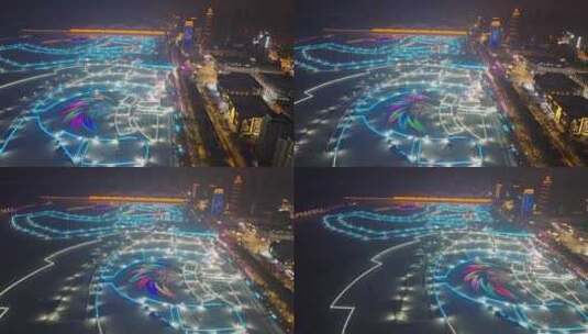 中国黑龙江哈尔滨松花江冬季冰雪嘉年华航拍高清在线视频素材下载