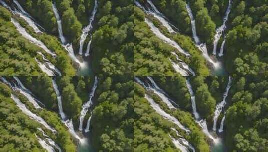 森林瀑布河流大自然风光高清在线视频素材下载