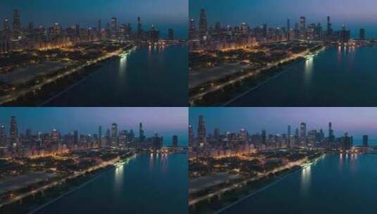 黎明时分的芝加哥超延时高清在线视频素材下载