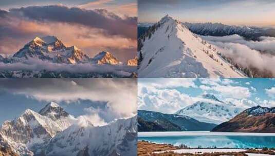 【合集】震撼雪山山峰山脉云海意境风景高清在线视频素材下载