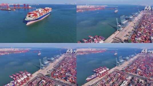 港口集装箱码头航拍高清在线视频素材下载