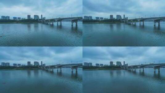 广西南宁邕江大桥多云天空城市风光延时高清在线视频素材下载