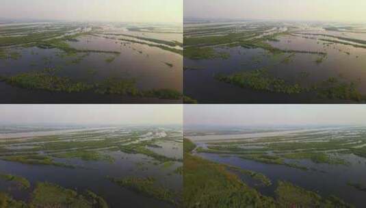 航拍饶河东安乌苏里江挠力河湿地风光高清在线视频素材下载