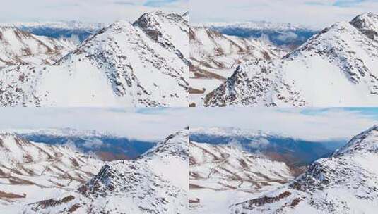 航拍夹金山冬天雪景美了自然风景高清在线视频素材下载