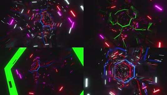 Vj Loop科幻六角霓虹灯隧道4K高清在线视频素材下载