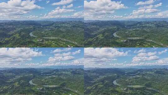 高空俯瞰山川河流的自然美景高清在线视频素材下载