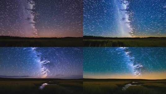 草原暮色 繁星满天 和谐辽阔天地高清在线视频素材下载