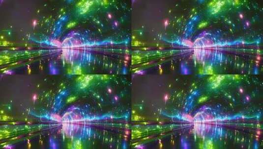 梦幻彩色粒子隧道背景高清在线视频素材下载