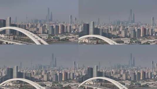 上海卢浦大桥航拍空镜高清在线视频素材下载