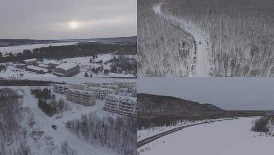 【4K50帧】冬季冰雪北方小镇雪地风光高清在线视频素材下载