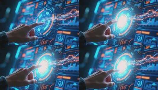 手指点击科技感数据屏幕画面高清在线视频素材下载