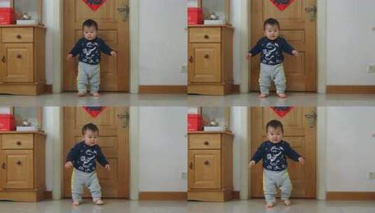 室内婴儿学步画面高清在线视频素材下载