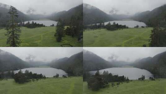 4k超清川西高原航拍湖泊牧场山谷牛群马匹高清在线视频素材下载