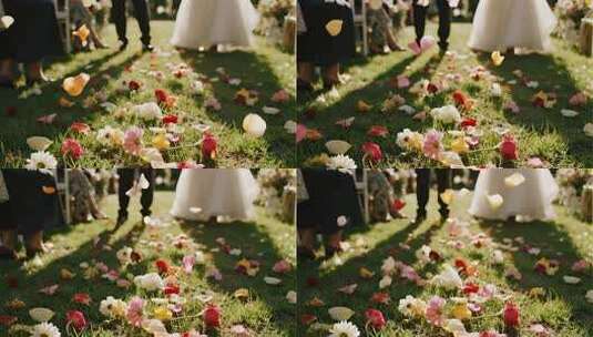 七夕节婚礼花瓣浪漫爱情庆祝视频高清在线视频素材下载