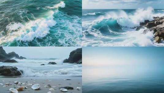 大海巨浪翻滚高清在线视频素材下载