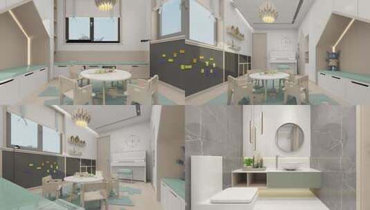 现代幼儿园教室设计空镜合集高清在线视频素材下载