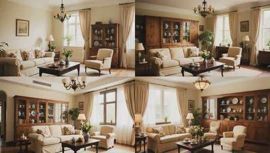 温馨客厅室内装修家具展示高清在线视频素材下载