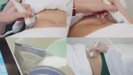 医疗B超扫描女性检查医生高清在线视频素材下载