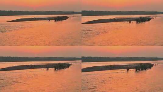 黄河落日自然风景航拍高清在线视频素材下载