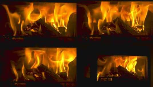 烤火炉 燃烧 壁炉里烧木头高清在线视频素材下载