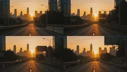 通往深圳未来城市公路励志唯美画面高清在线视频素材下载