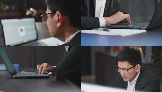 商务人士笔记本电脑前打字高清在线视频素材下载