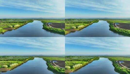 蜿蜒河流绿色丛林生态风光高清在线视频素材下载