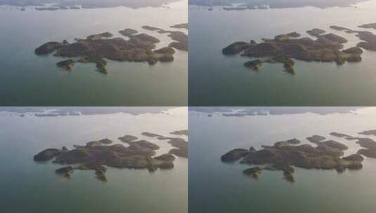 4K航拍宽广湖面岛屿高清在线视频素材下载