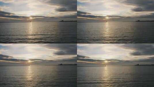 日落时的密歇根湖，航拍高清在线视频素材下载
