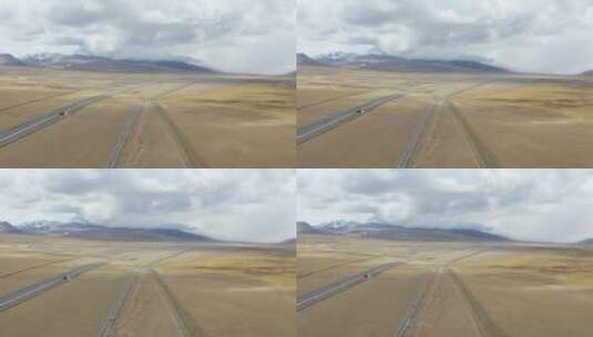 西藏拉萨高原雪山公路4k高清航拍素材高清在线视频素材下载
