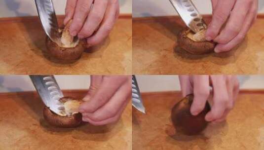 厨师切香菇 (2)高清在线视频素材下载