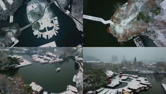 江南风光金陵南京夫子庙雪景地面航拍高清在线视频素材下载