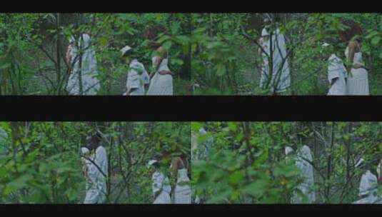 森林中行走的人慢镜头高清在线视频素材下载