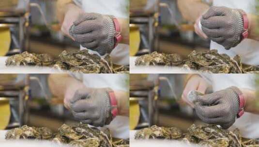 厨师准备牡蛎菜肴高清在线视频素材下载