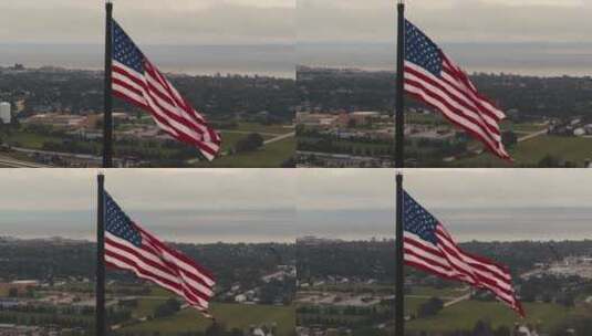 美国国旗在上空飘扬高清在线视频素材下载