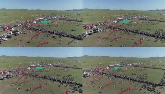 内蒙古草原那达慕航拍高清在线视频素材下载