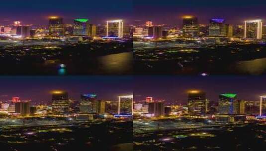 航拍城市夜景灯光秀高清在线视频素材下载