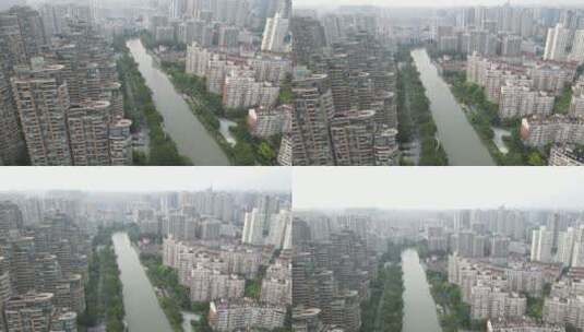 上海普陀区京杭大运河4K航拍原素材高清在线视频素材下载