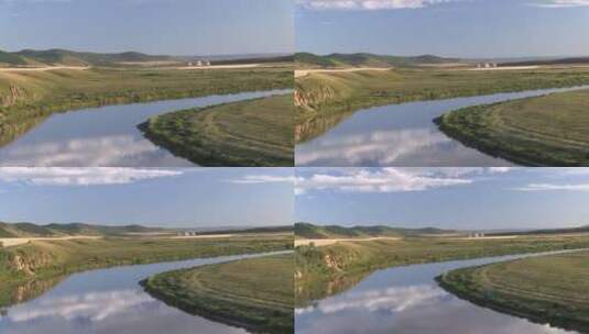 呼伦贝尔原野河湾风景高清在线视频素材下载