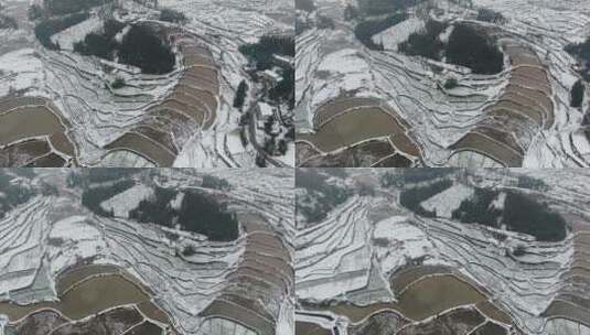 航拍农业种植农田冬天雪景高清在线视频素材下载
