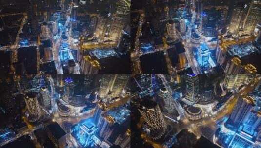 南京西路夜景航拍高清在线视频素材下载