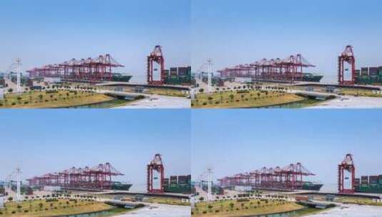 繁忙的宁波舟山港延时视频高清在线视频素材下载