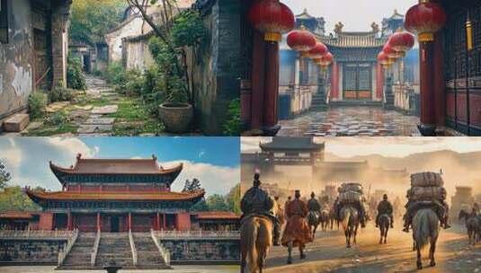 古建筑历史场景 传统文化中式建筑红墙绿瓦高清在线视频素材下载