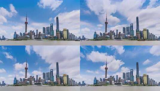 8K延时拍摄上海外滩陆家嘴建筑群景观高清在线视频素材下载