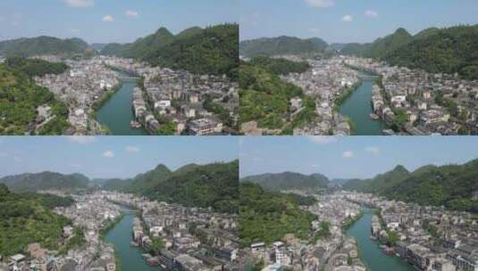 旅游景区贵州镇远古镇5A景区航拍高清在线视频素材下载