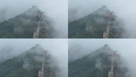 北京明代司马台长城云雾风光长城重峦起伏高清在线视频素材下载
