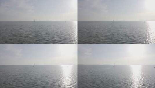航拍帆船在湖面上高清在线视频素材下载