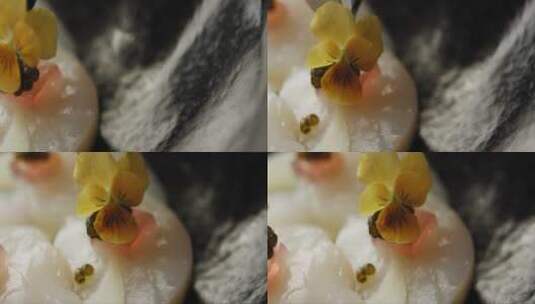 扇贝片上摆放花朵慢镜头高清在线视频素材下载