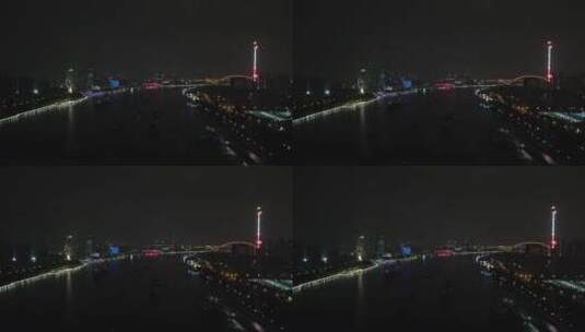 上海卢浦大桥夜景4K航拍高清在线视频素材下载