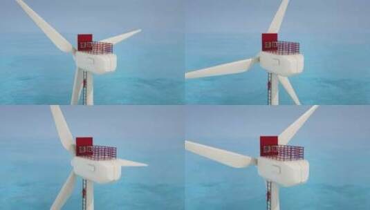 检修安装风力发电机C4D高清在线视频素材下载